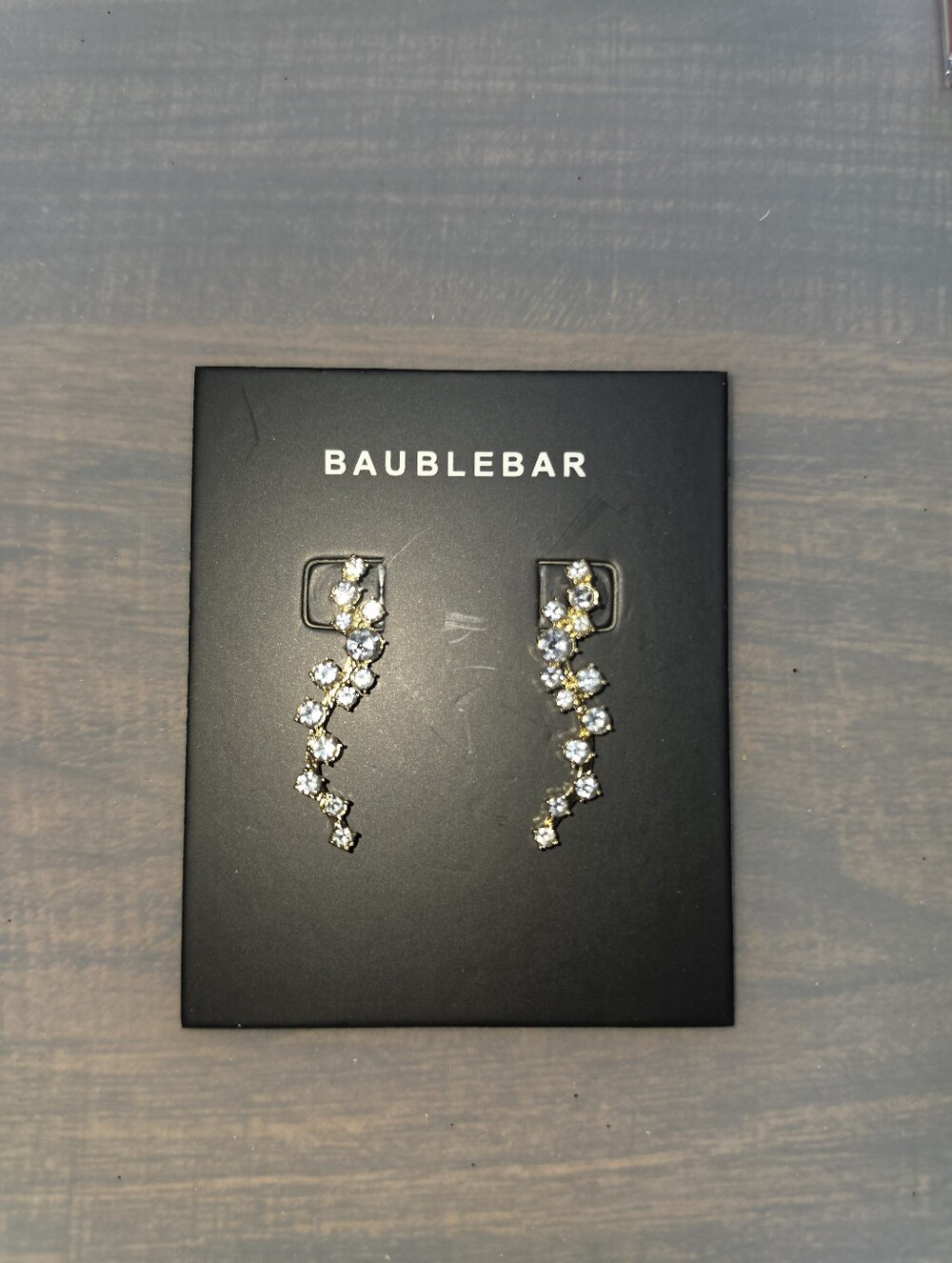 BaubleBar Gold and Clear Crystal Ear Climbers